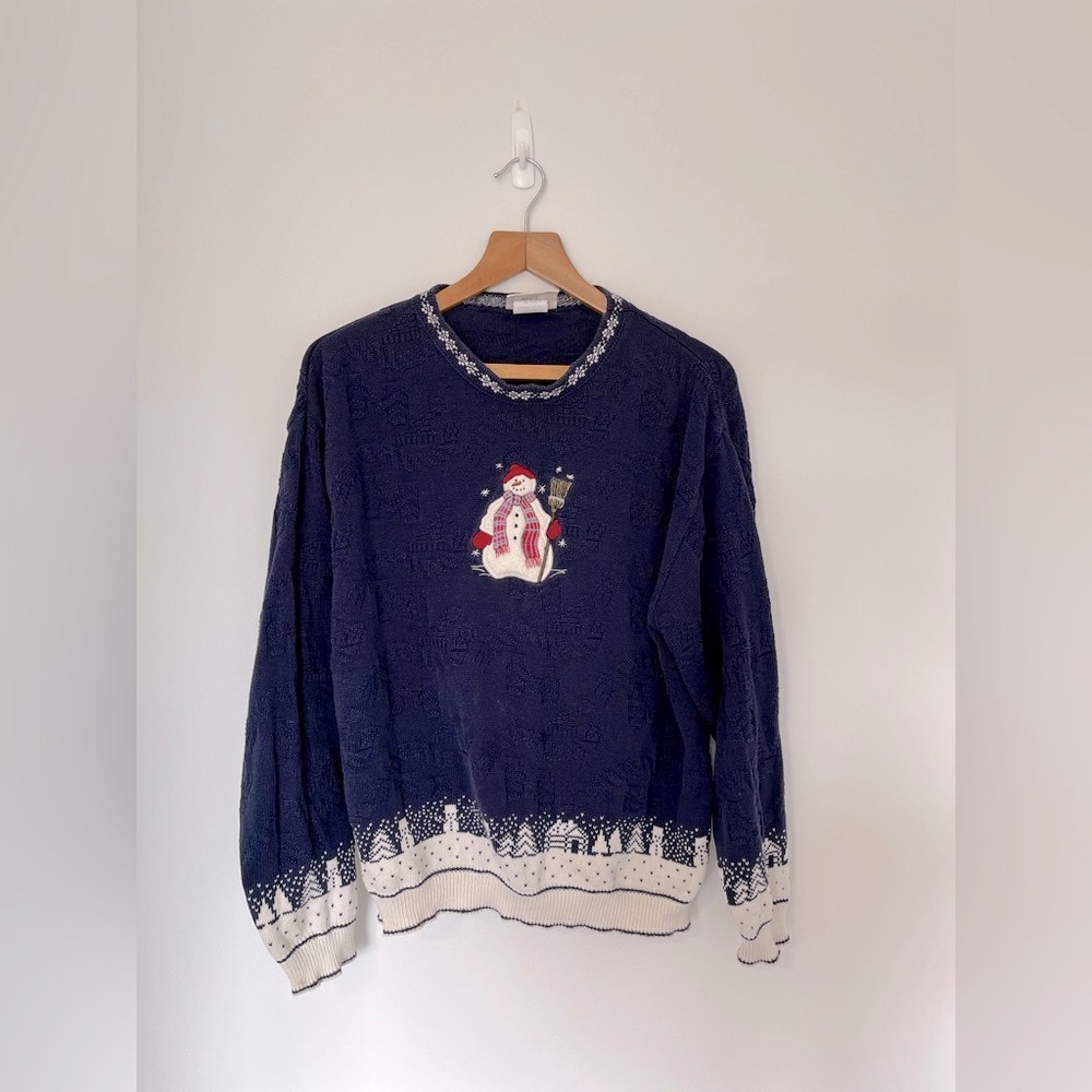 Vintage Northern Reflections Christmas snowman Sweater 100% cotton in USA
